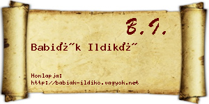 Babiák Ildikó névjegykártya